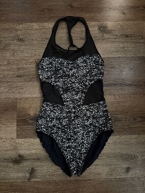 lululemon athletica Black & White Race With Me One-Piece Swimsuit